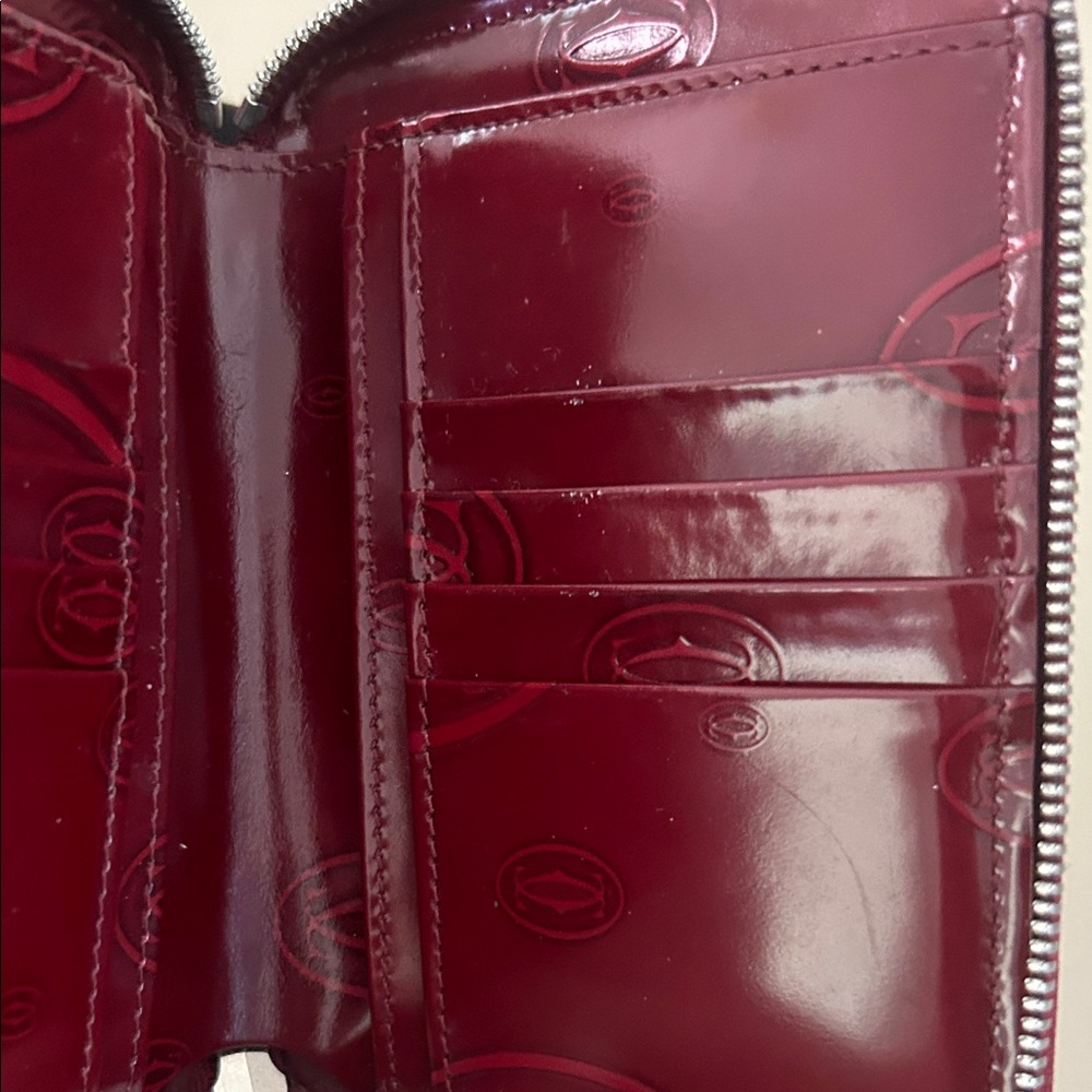 Cartier Red embossed leather zip around compact wallet - Picture 9 of 15